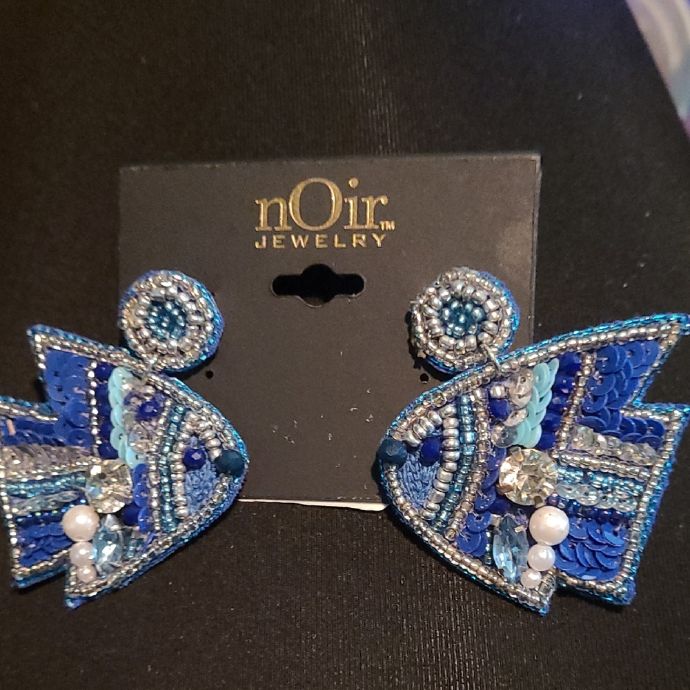 nOir Jewelry Vibrant Blue and Silver Earrings